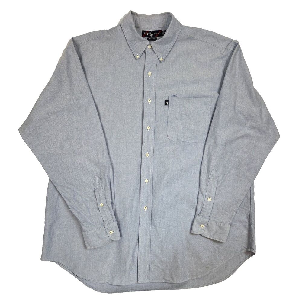 VTG Y2K Ralph Lauren Blaire Button Up Longsleeve Shirt Men XL Blue Oxford Preppy